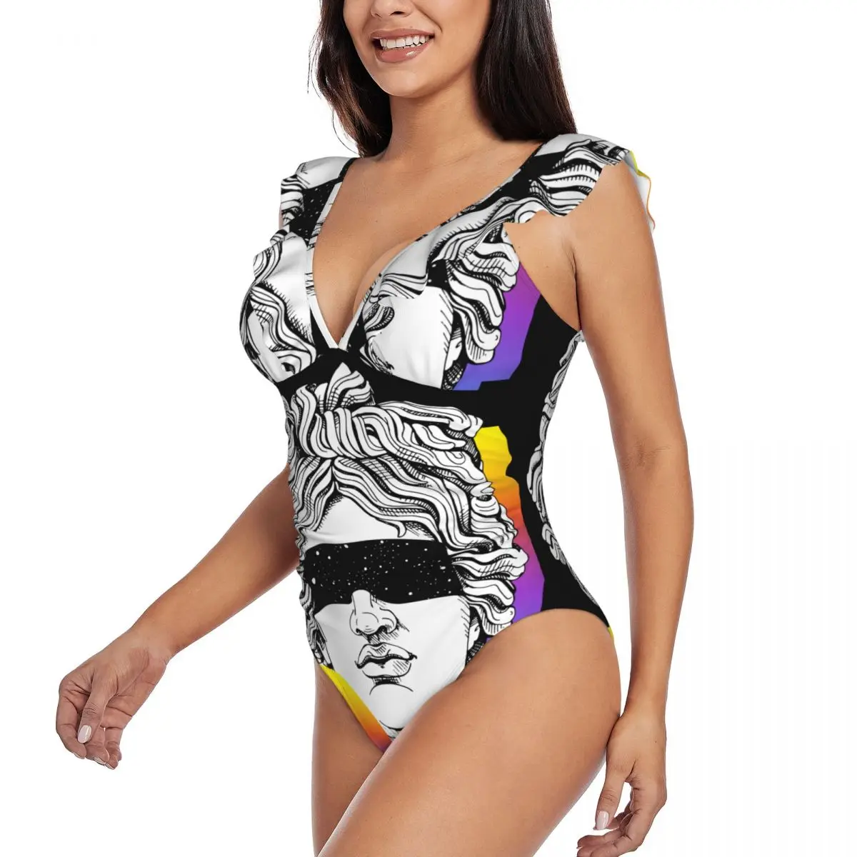 2024 Swimsuit Women's Head Apollo In A Space Eyes Glasses One-Piece Swimwear