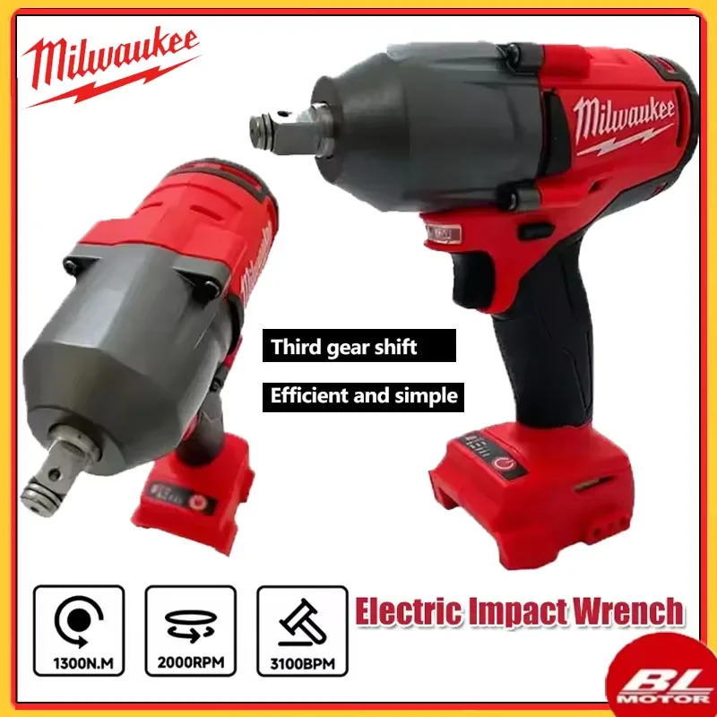 

Milwaukee Brushless Cordless Electric Impact Wrench 18V Battery 813NM Large Torque Power Tools for Car Truck Repair