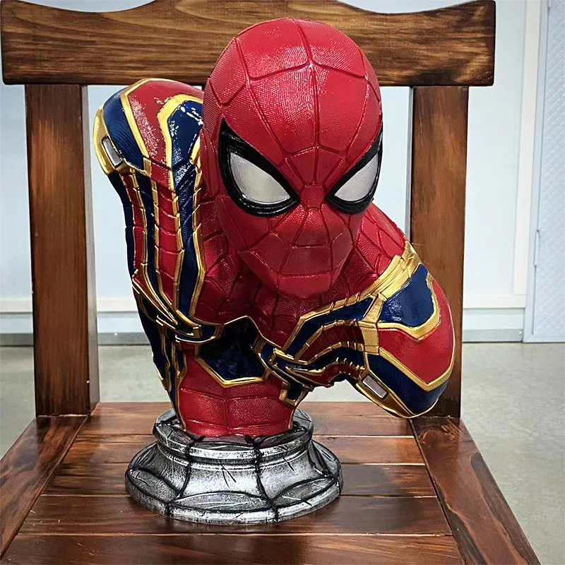 Marvel-armadura de lron para niños, modelo de película circundante, estatua de busto hecha a mano, regalos para niños, 38cm