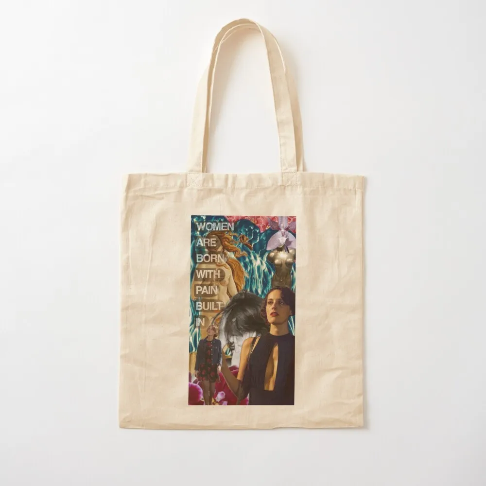 

Women are born with pain built in Fleabag collage Tote Bag shopping bag Cloth bag personalized tote Canvas Tote