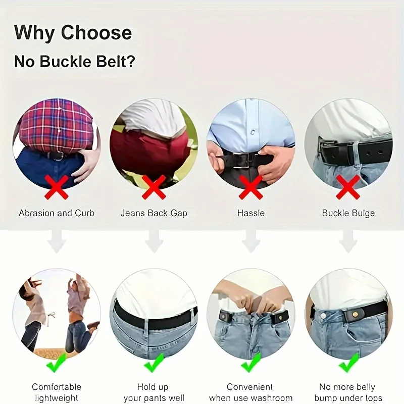1pcs Monochrome Invisible Belt Seamless Lazy Elastic Waist Belt Versatile Jeans Belts For Women & Men