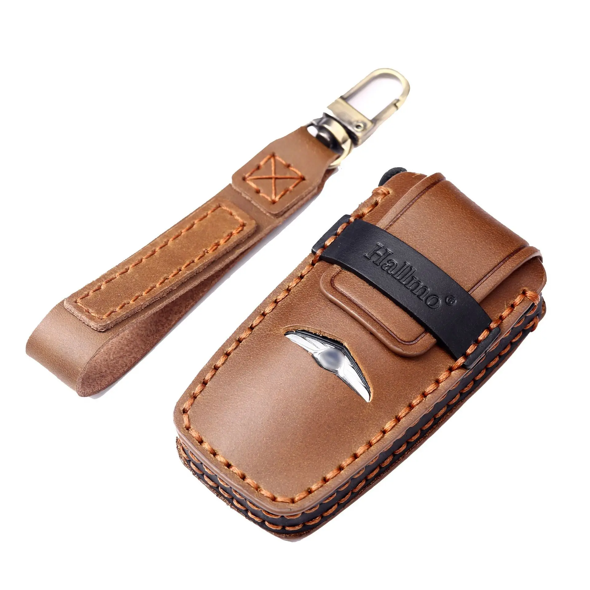 1pc Genuine Leather Car Key Cover Case Remote Key Holder Car Accessories Keychain for Hyundai Genesis G80 GV70 GV80 2019 2020