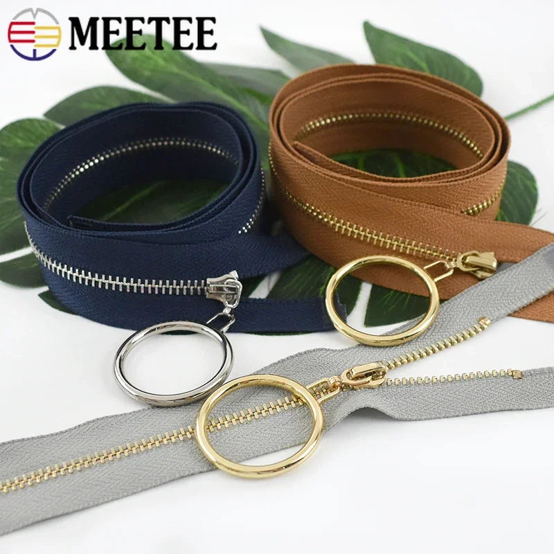 2 Stück Meetee 3 #   Metall-Reißverschlüsse, 40–70 cm, offener Reißverschluss, O-Ring, Schieber, Tasche, Nähen, Reißverschluss, Daunenjacke, Dekoration, Reißverschluss, Schloss-Zubehör