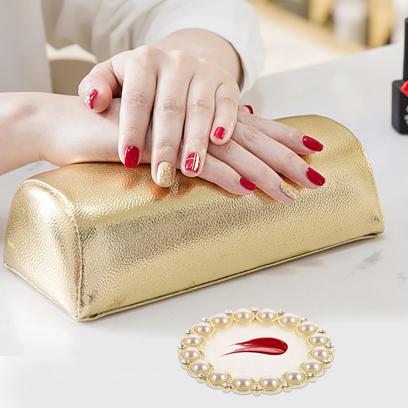 Durable Resin Nail Art Palette Gilded Edge Smooth Surface for Mixing Polishes Versatile Use in Salons and Home