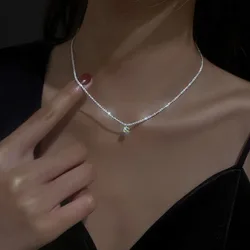 LATS 2022 New Sparkling Clavicle Chain Choker Necklace for Women Wedding Clavicle Flat Chain Necklaces Fashion Jewelry Gift