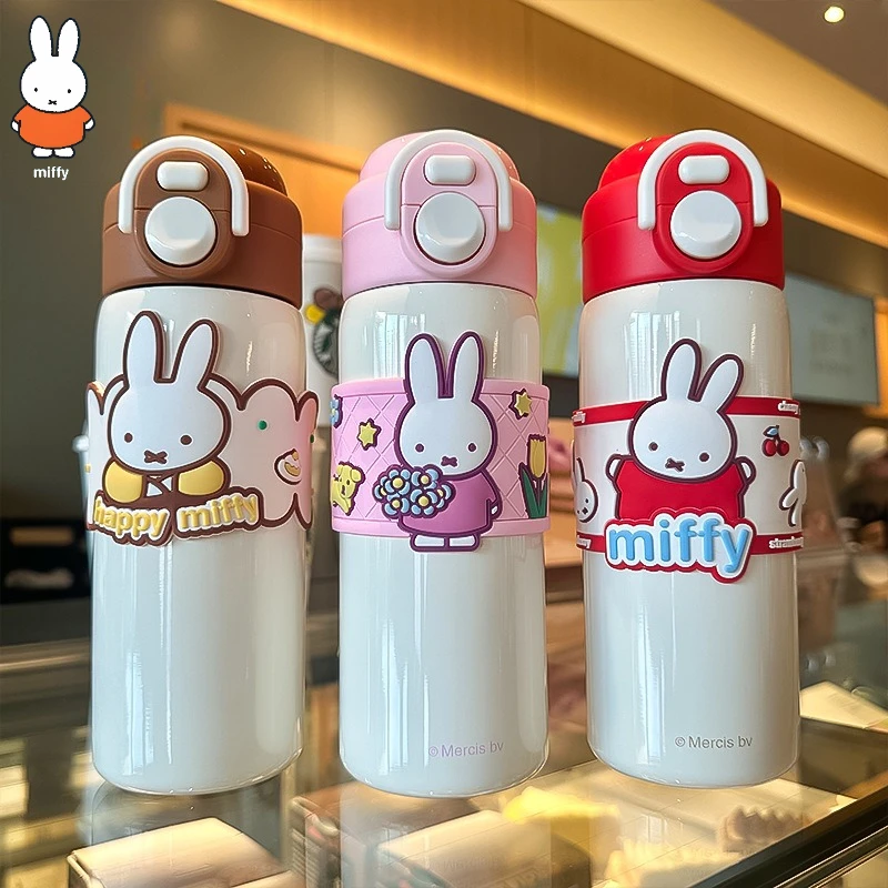

550 мл Kawai Miffy мультфильм прекрасный двойной соломенный термос для напитков портативный большой емкости из нержавеющей стали 316, студенческая соломенная чашка