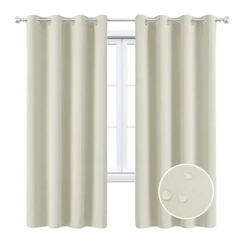 90% Blackout Fabric Solid Color Balcony Sunscreen Heat Insulation Outdoor Waterproof Curtain for Living Room Finished Perforated