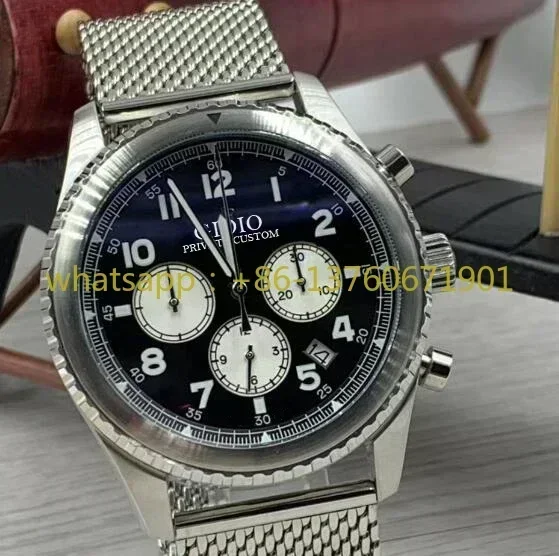 Luxury New Quartz Chronograph Men Watch Stainless Steel Bracelet Sport Black White Green Casual Watches With Date