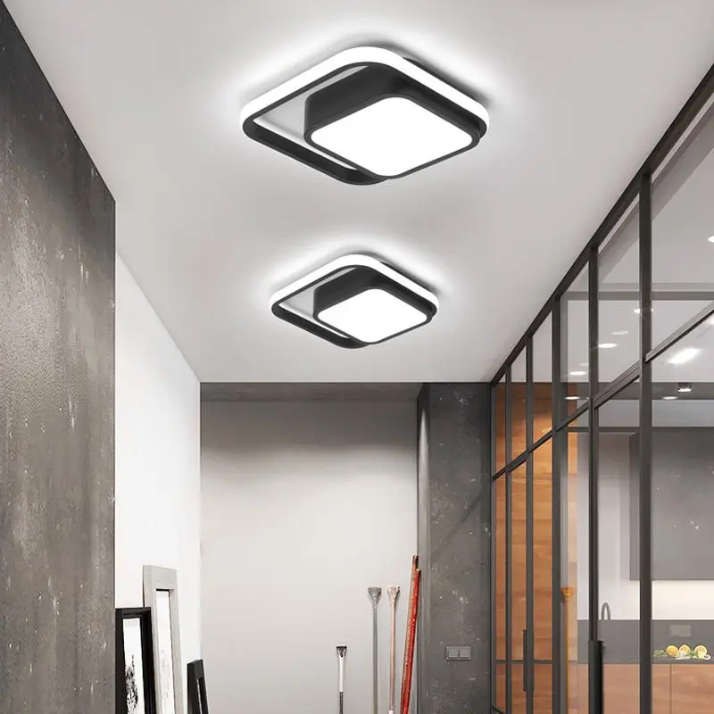 Plafonniers LED noirs et dorés, plafonnier avec RC pour couloir, allée, entrée, intérieur, lustre, luminaires