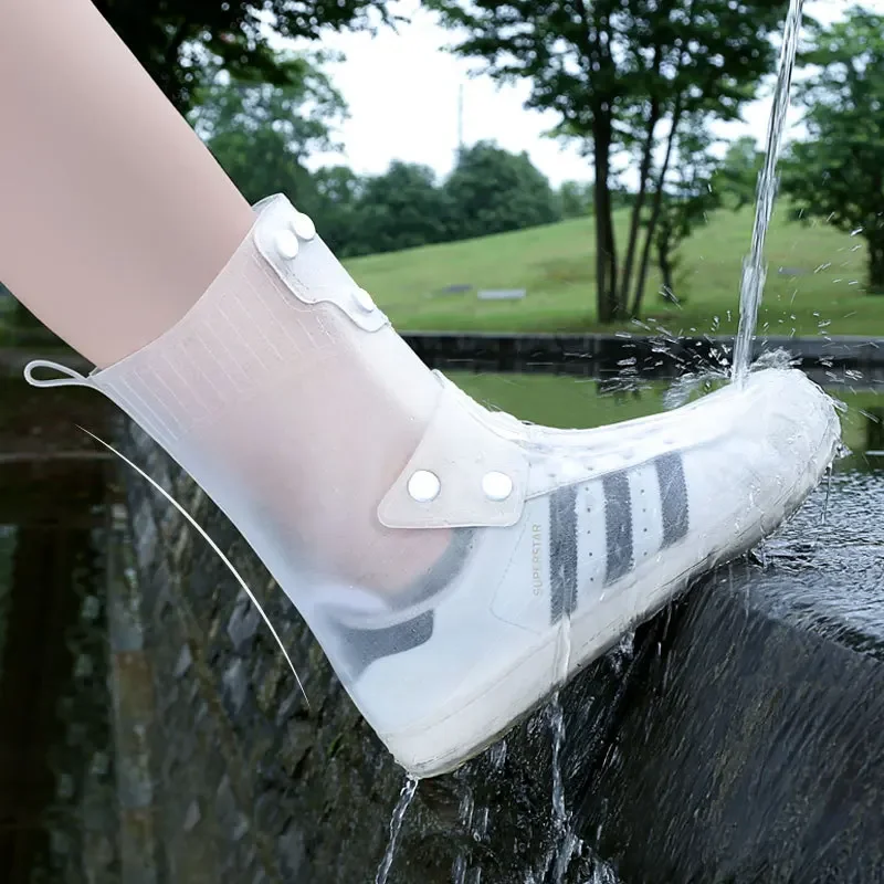 Rain Boots Waterproof Shoe Cover Silicone Unisex Outdoor solid Waterproof Non-Slip Non-slip Wear-Resistant Reusable Shoe Cover