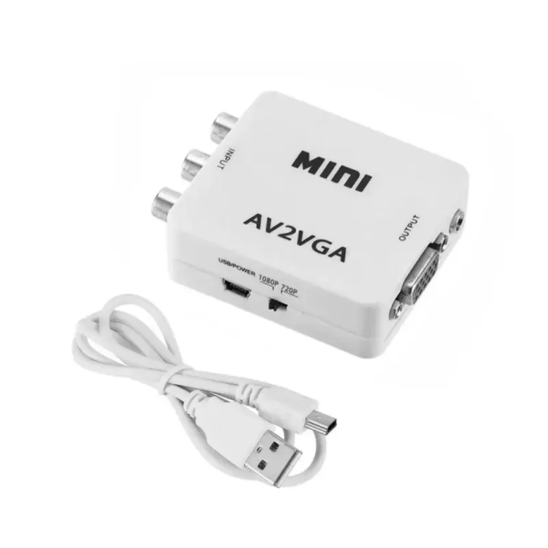 Mini konwerter wideo 1080P RCA AV na VGA Konwerter wideo z 3,5 mm audio AV2VGA / CVBS Audio na PC HD Komputer na TV — zdjęcie produktu 7