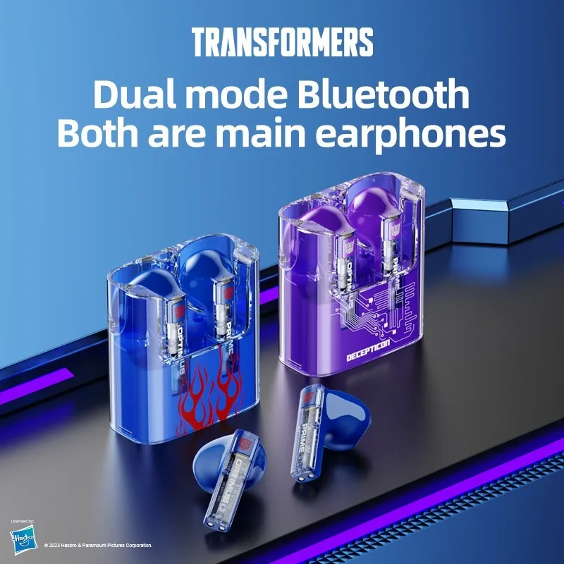 Transformers TF-T08 Bluetooth 5.3 Clear Voice call Headphones Long Endurance Quick Connect Gaming Earphones Low Latency Earbuds