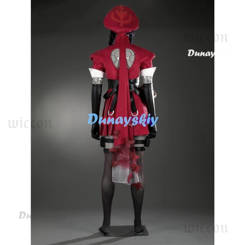 

Psylocke Cosplay Red Suit Hat Sock Dress Roleplay Costume Halloween Carnival Outfit for Women