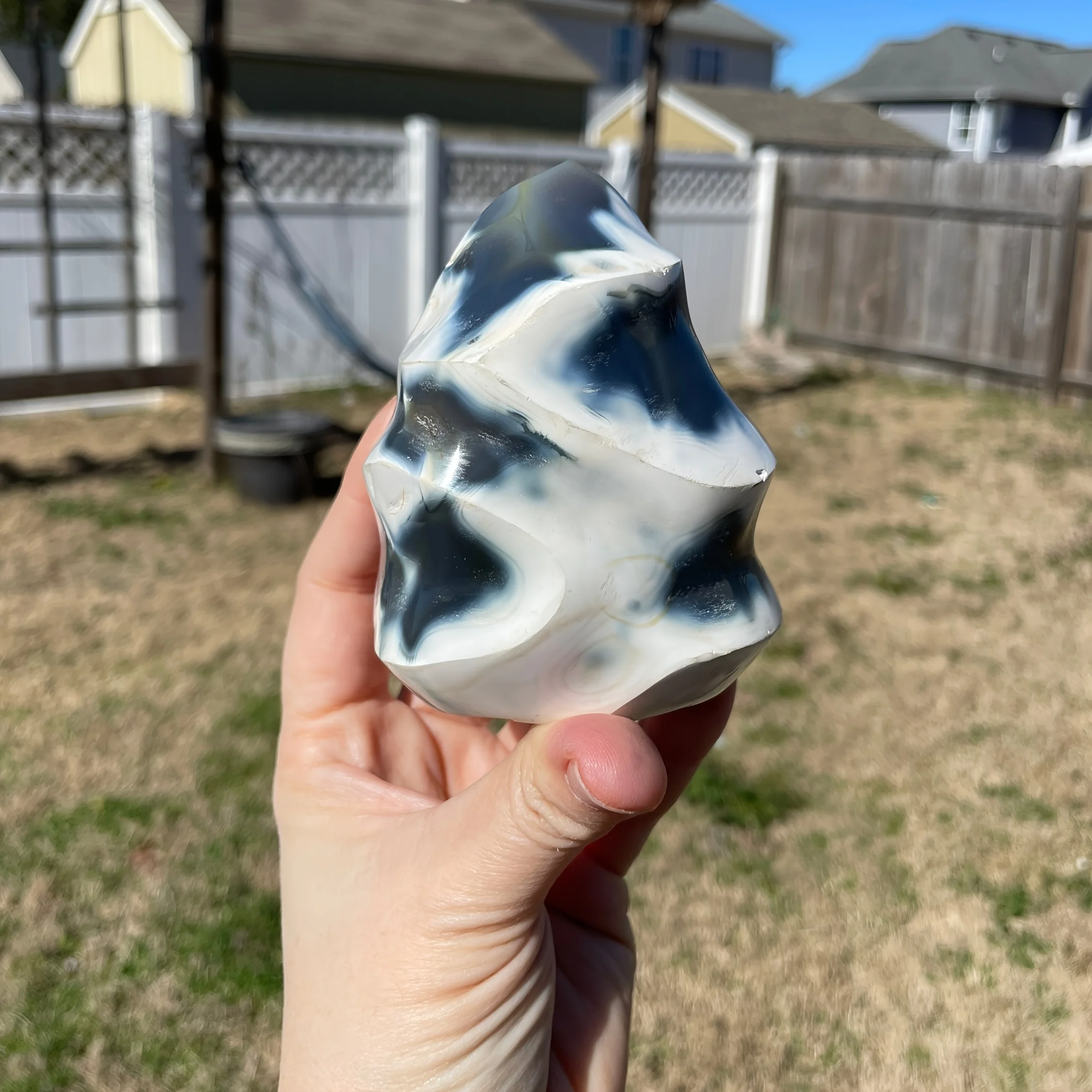 A Dolphin Flame Stone Sculpture - Natural Stone Crystal Home Decor, a symbol of friendship and love, healing crystals