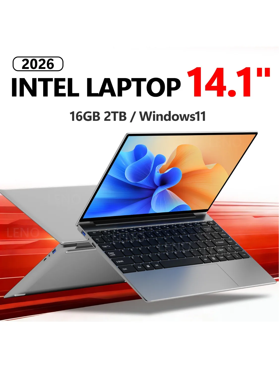 LENO 14,1-Zoll-Laptop, 16 GB RAM, 2 TB SSD, Windows 11 Intel N3700 Ultra Slim Notebook Gamer 1920 x 1080 Display, Büro-Studiencomputer-PC