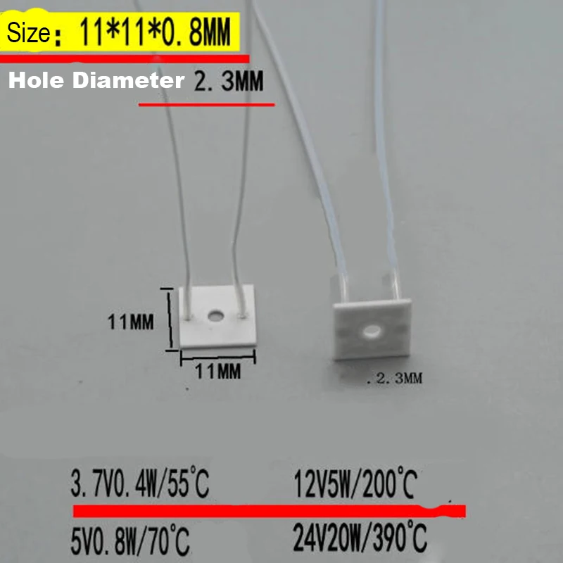 11*11MM 33*28MM 25*25MM 20*20MM Open Holes MCH High Temperature Ceramic Alumina Electric Heating Piece Diameter