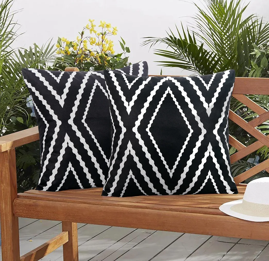 Cozy Outdoor Garden Sofa Cushion Cover Pillowcase outside Waterproof Chair Couch Cushion Cover Boho Decorative Throw Pillowcover