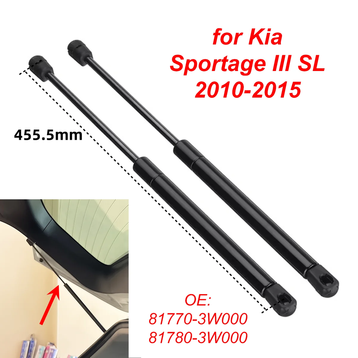 2Pcs 81770-3W000 for Kia Sportage III SL 2010-2015 Car Rear Trunk Boot Tailgate Gas Struts Lift Support Rod Bars