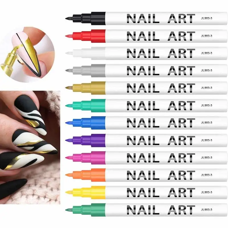 

Pen 12 Colors Extra Fine Point Painting Marker Nail Drawing Pen Set Quick Dry DIY Flower Abstract Lines Details Nail