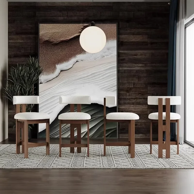 

Canteen Bar Chair Solid Wood High Soft Nordic Ergonomic Minimalist Reception Trendy Unique Aesthetic Lounge Sgabello Cucina