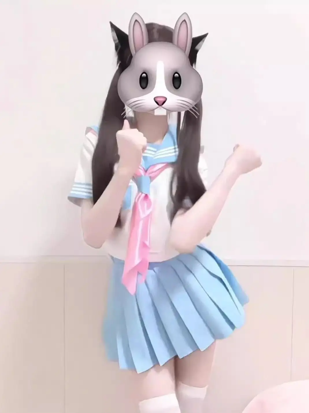 Cute School Uniform Set Short Sleeve  Shirt And Skirt Blue Color Basic Style for Young Girls College Style Fashion Set