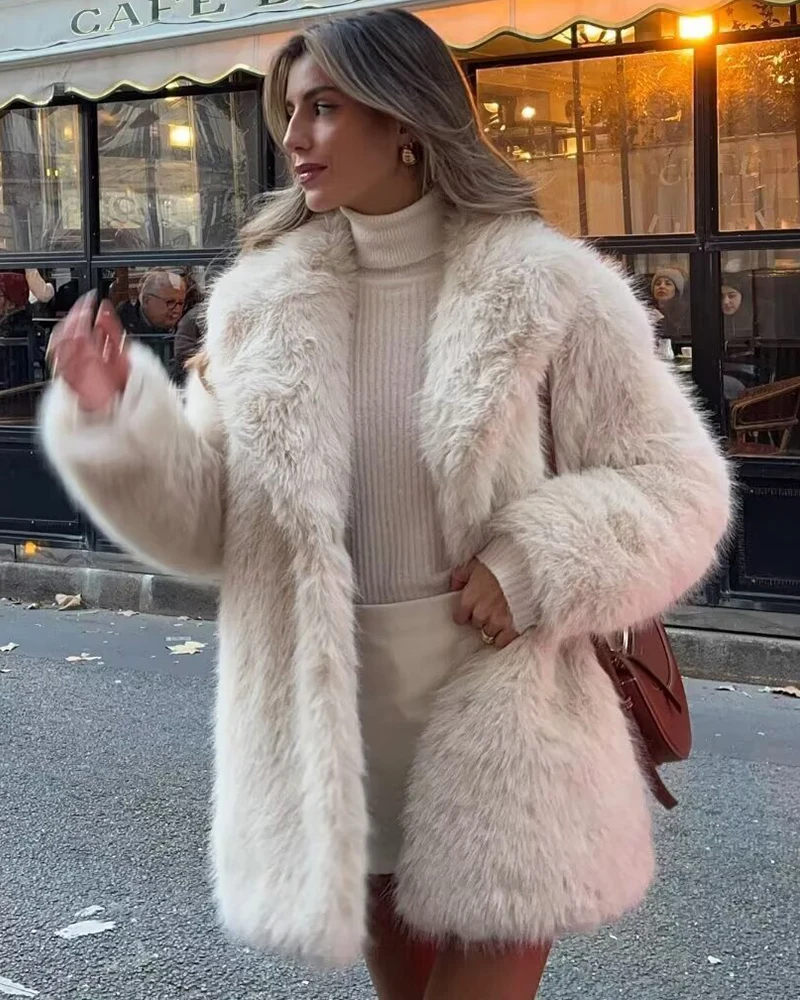 Women's Faux Fur Effect Short Jacket Thicken Coat for Women 2026 New Fashion Autumn Winter Warm Parkas Chic Lady Outerwear