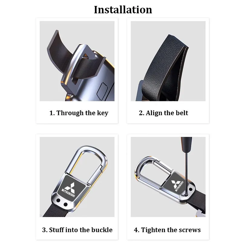 Alloy Car Keychain Key Ring Anti-Loss Keyring Pendant For Mitsubishi Ralliart ASX Lancer Cordia Pajero Mirage Triton Outlander