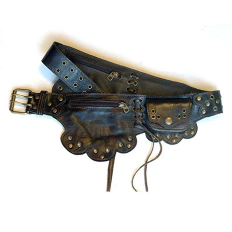 Medieval Pouch Bag Steampunk Knight Pirate Costume Women Vintage Fanny Pack Viking Antique  Leather Wallet Bohemian Hip Belt Bag