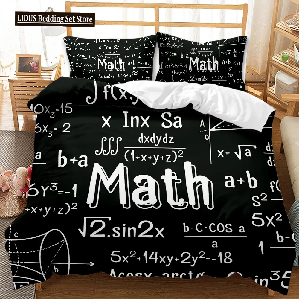 

Math Equation Duvet Cover Set Queen Size Mathematics Formula Bedding Set Boy Girl Educational Soft Polyester Comforter Cover