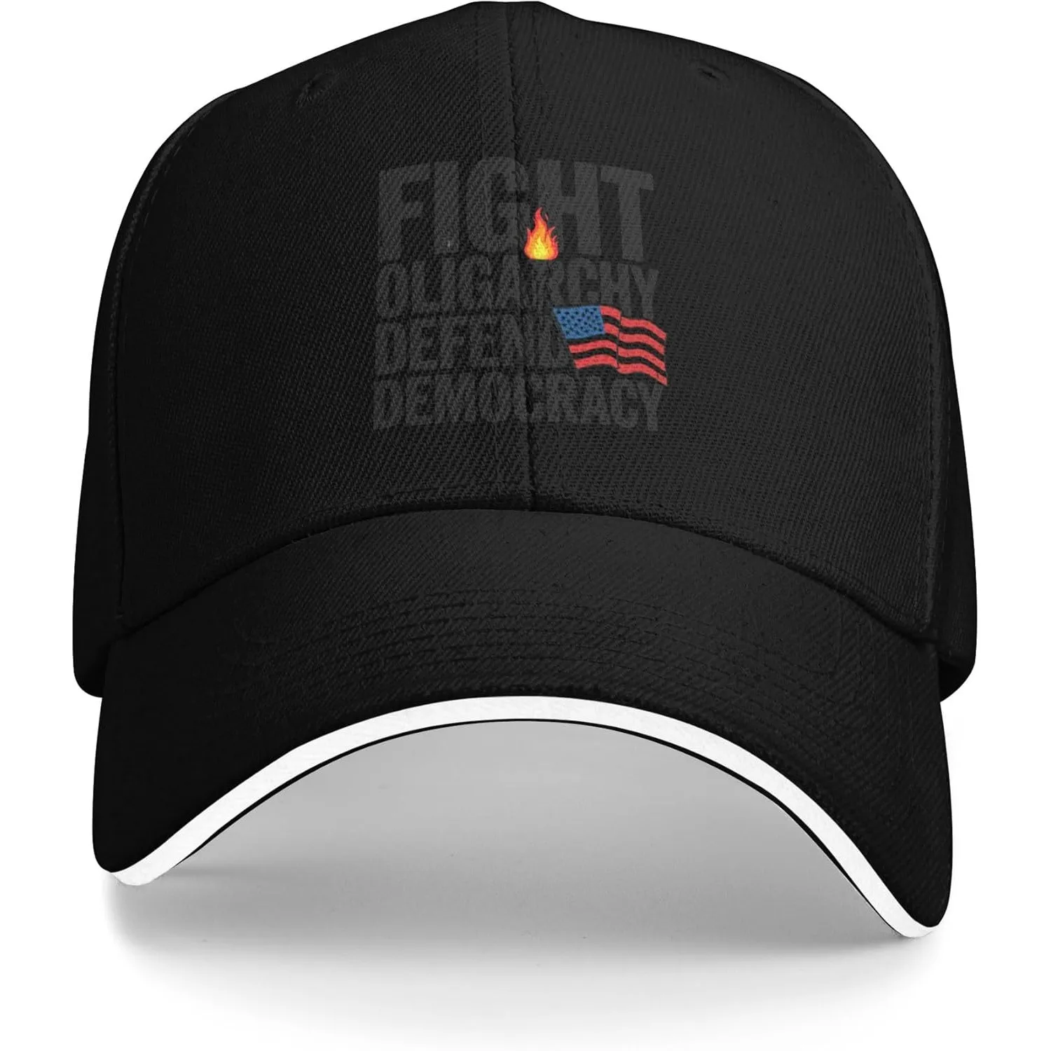 Fight Oligarchy Defend Democracy Baseball Cap Patriotic American Flag Adult Hat