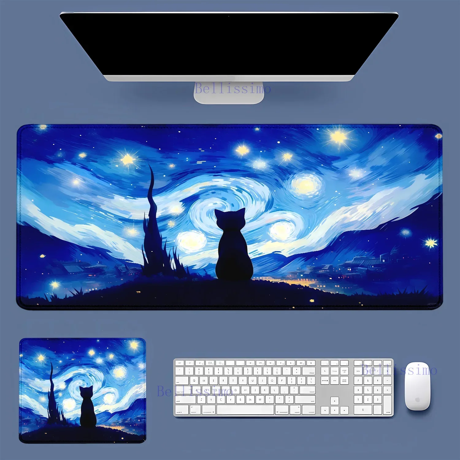

Large Mouse pad and Cat Starry Sky Cute MousePad Computer Office Accessories Desk Mat Rubber Non-slip