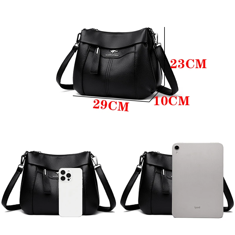 New Ladies Large Capacity Shopping Messenger Tote Soft Leather Luxury Handbag Women Bag Designer 3 Layers Shoulder Crossbody Sac