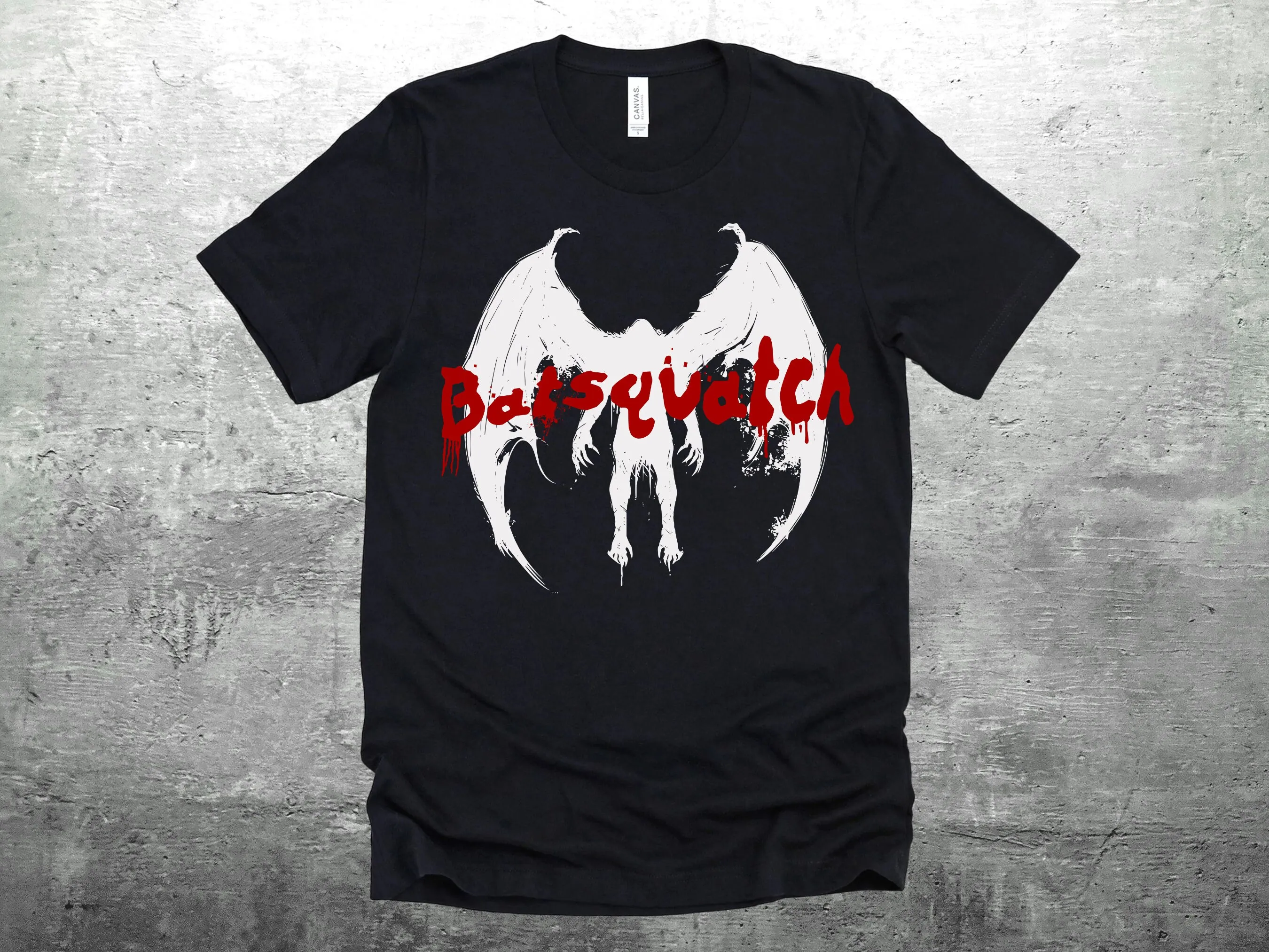 Футболка Batsquatch Cryptid Cryptozoology жуткая летучая мышь Снежный Бигфут Готический ужас Bella Canvas 3001