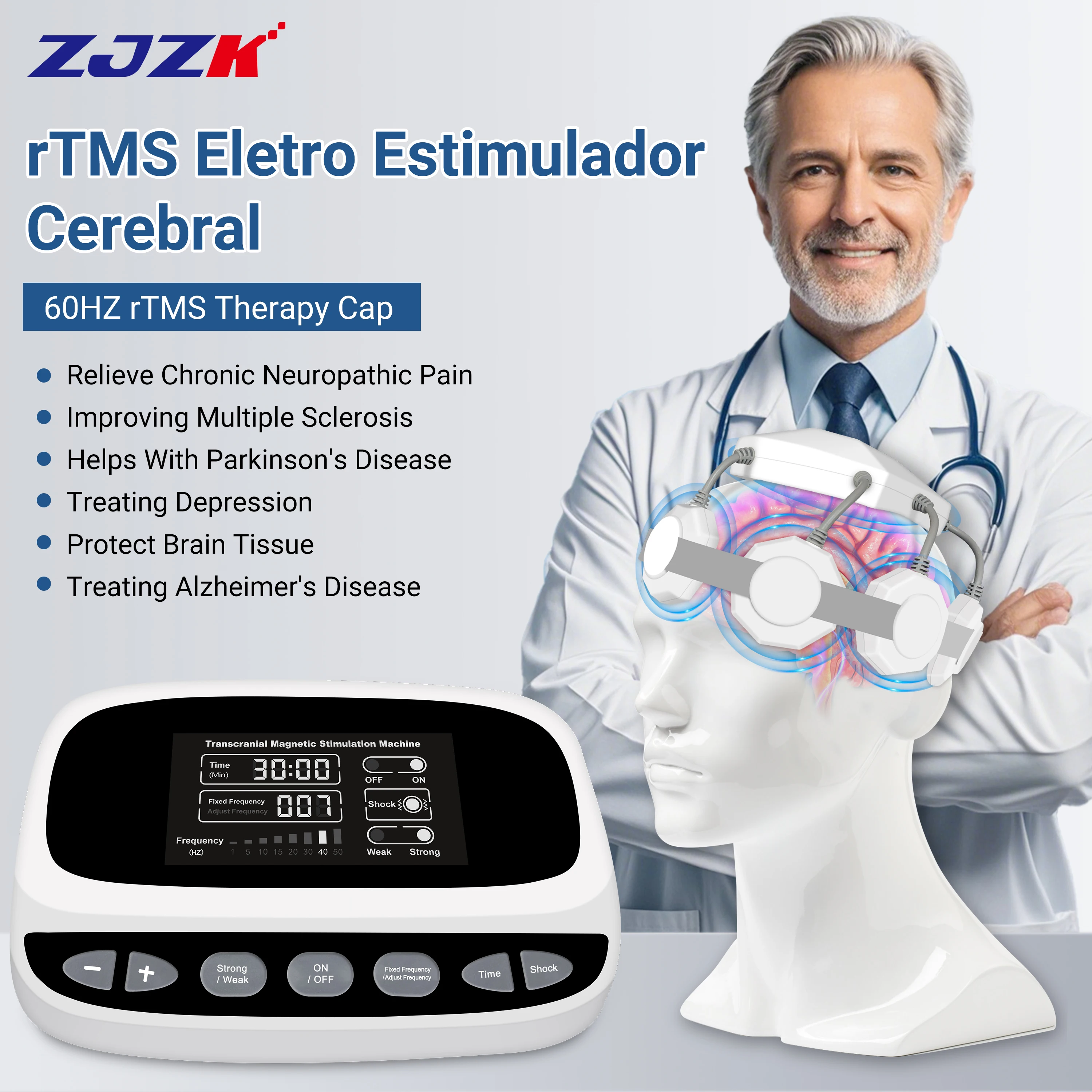 ZJZK TMS Shock Anxiety Therapy For Migraines Anxiety Disorders Obsessive-Compulsive Disorder (OCD) Amyotrophic Lateral Sclerosis