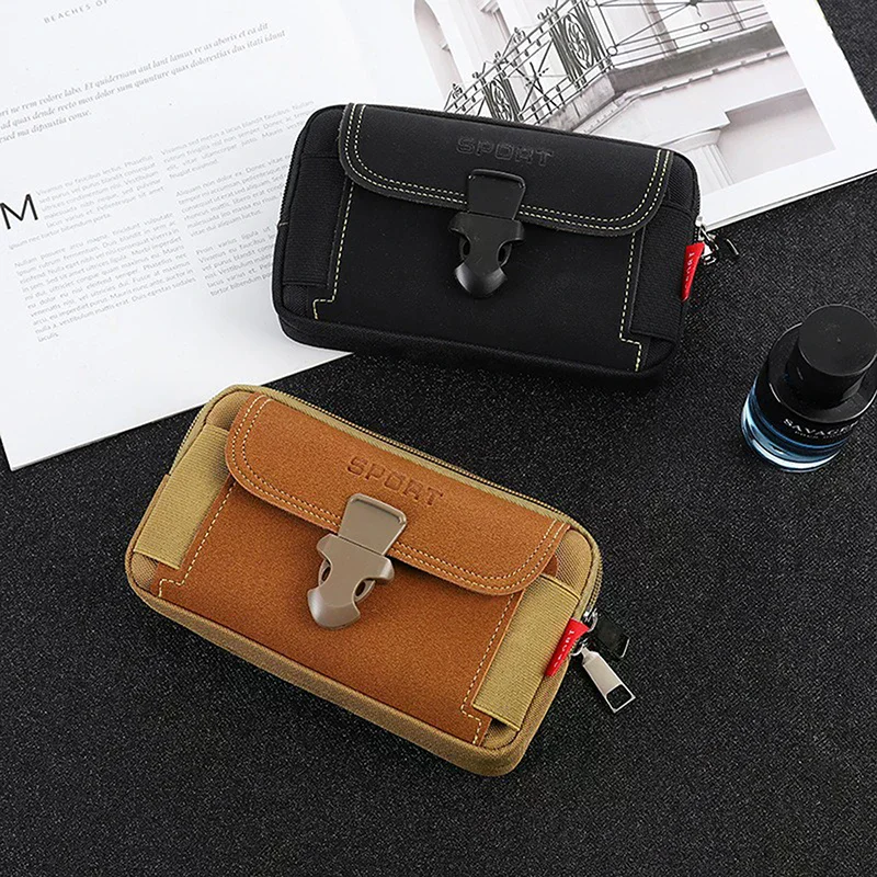 Canvas Waist Pocket Male Outdoor Fanny Bum Bag Purse Business Mobile Phone Pouch Running Pouch Travel Camping Bags 1PC