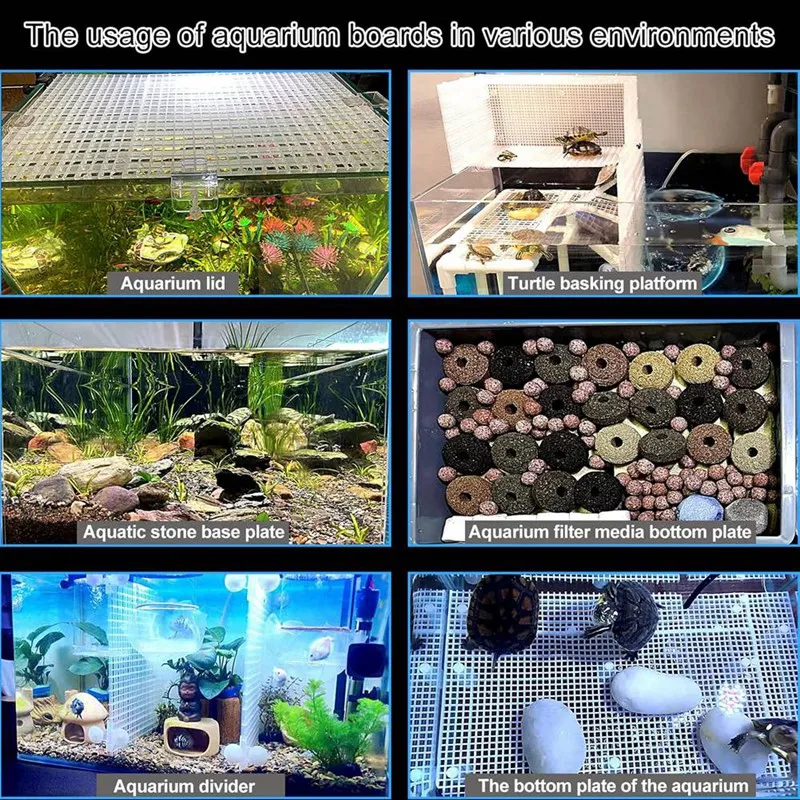 4 Aquarium Lid Hood Fish Tank Top Cover Terrarium Lid Plastic Grid Panel Egg Crate Grate 6 Aquarium Cover Board Clip