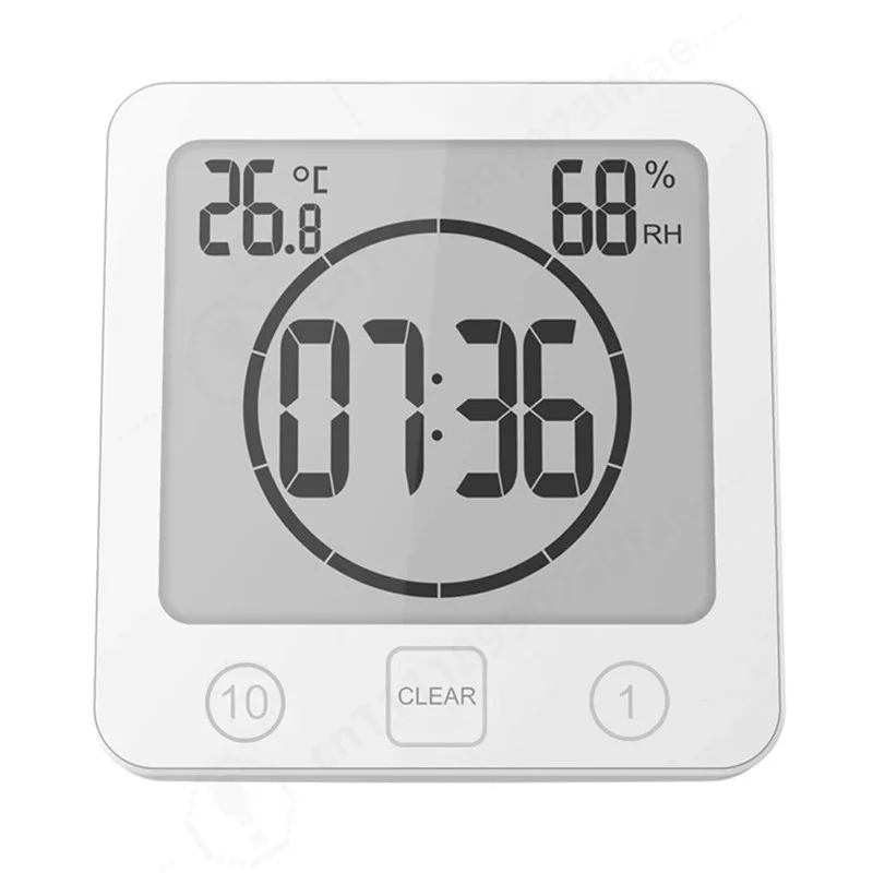 Baldr Waterproof Bathroom Wall Timer Clock Digital Shower Thermometer Hygrometer Suction Cup Temperature Meter Countdown Alarm