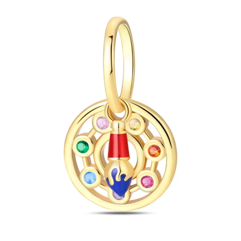 925 Sterling Silver Art Color Zircon Palette Charms Pendant Fit Original Bracelet DIY Women Birthday Jewelry Gift
