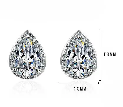 925 Sterling Silver Pear Cut Created Moissanite Gemstone Anniversary Simple Waterdrop Stud Earrings Studs Fine Jewelry