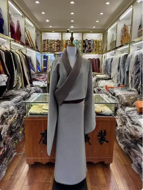 

Китайский мужской толстый шерстяной тибетский халат Xizang, теплый тибетский танец кенгба