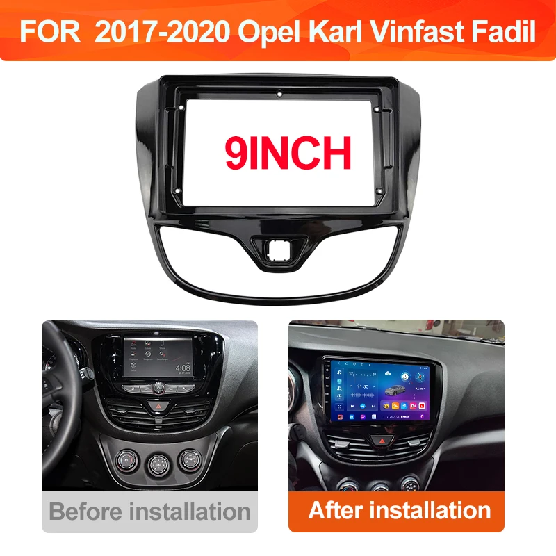For Opel Karl Vinfast Fadil 2017-2020  9INCH Car Radio Android GPS Navigation Player Panel Frame Stereo Dash Cover Wire Harness