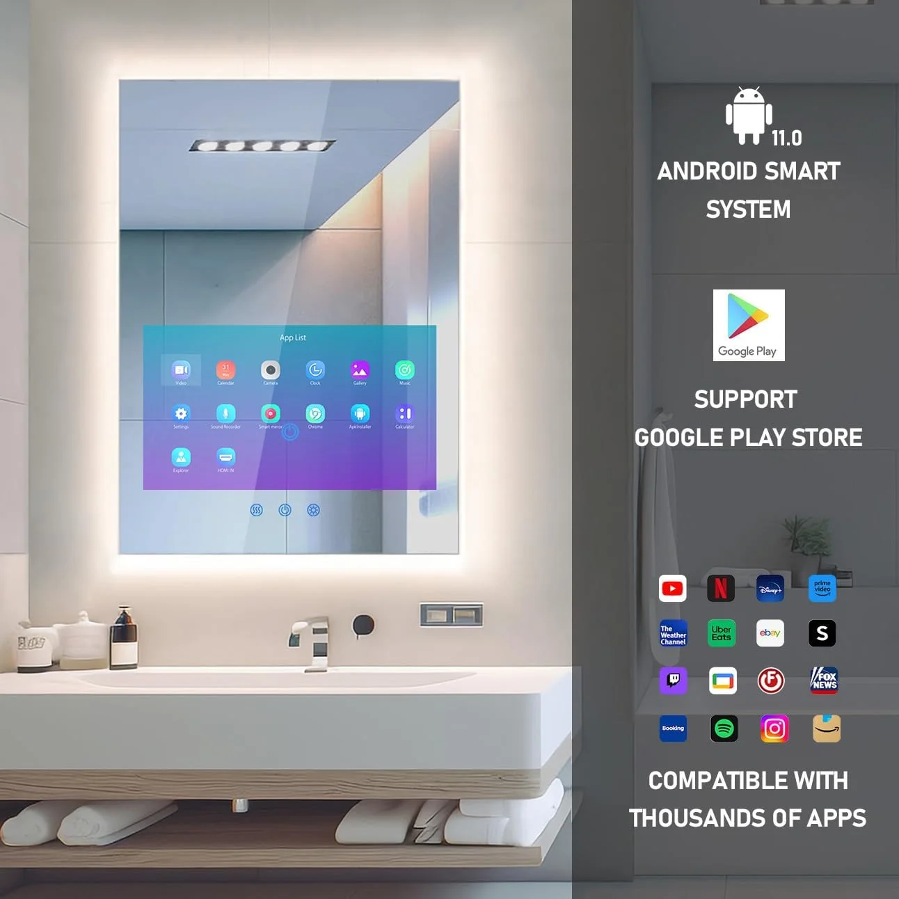 Android Smart LCD Mirror Advertising Display Fitness Bathroom Magic Mirror Waterproof LED TV Smart Magic Mirror