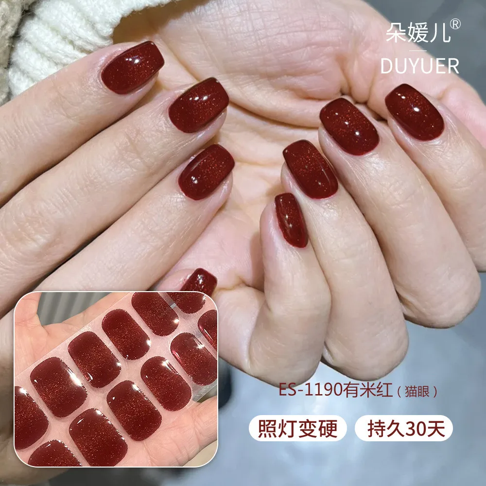 20 punte adesivo per unghie gel semipurato lampada UV necessaria copertura completa smalto gel per unghie avvolge manicure stampa sulle unghie decalcomania gel UV