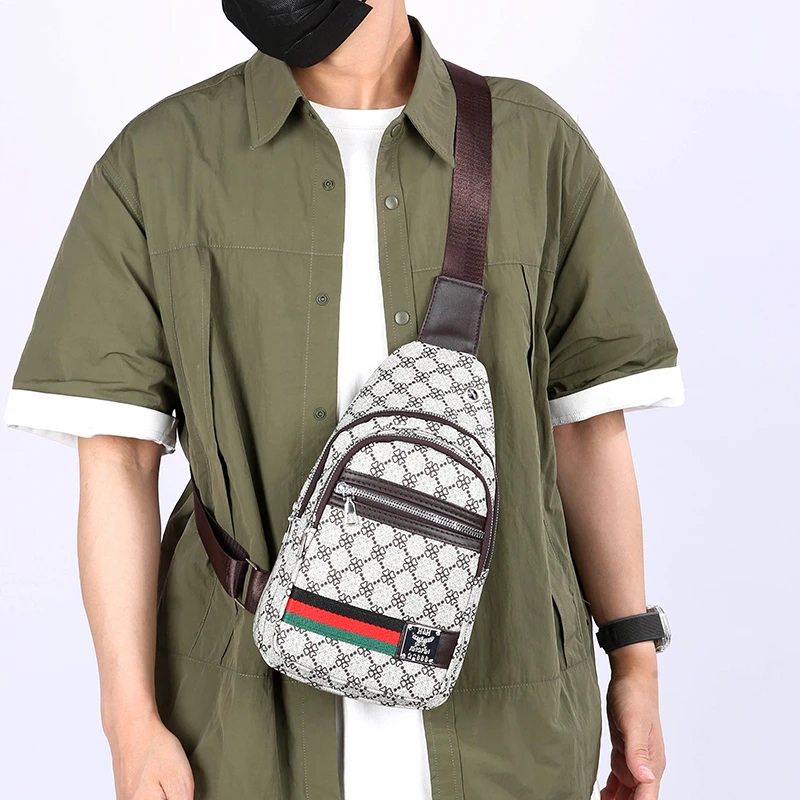 Men's Multifunction Messenger Bag Shoulder Cloth Chest Bags Crossbody Casual Handbag with Earphone Hole