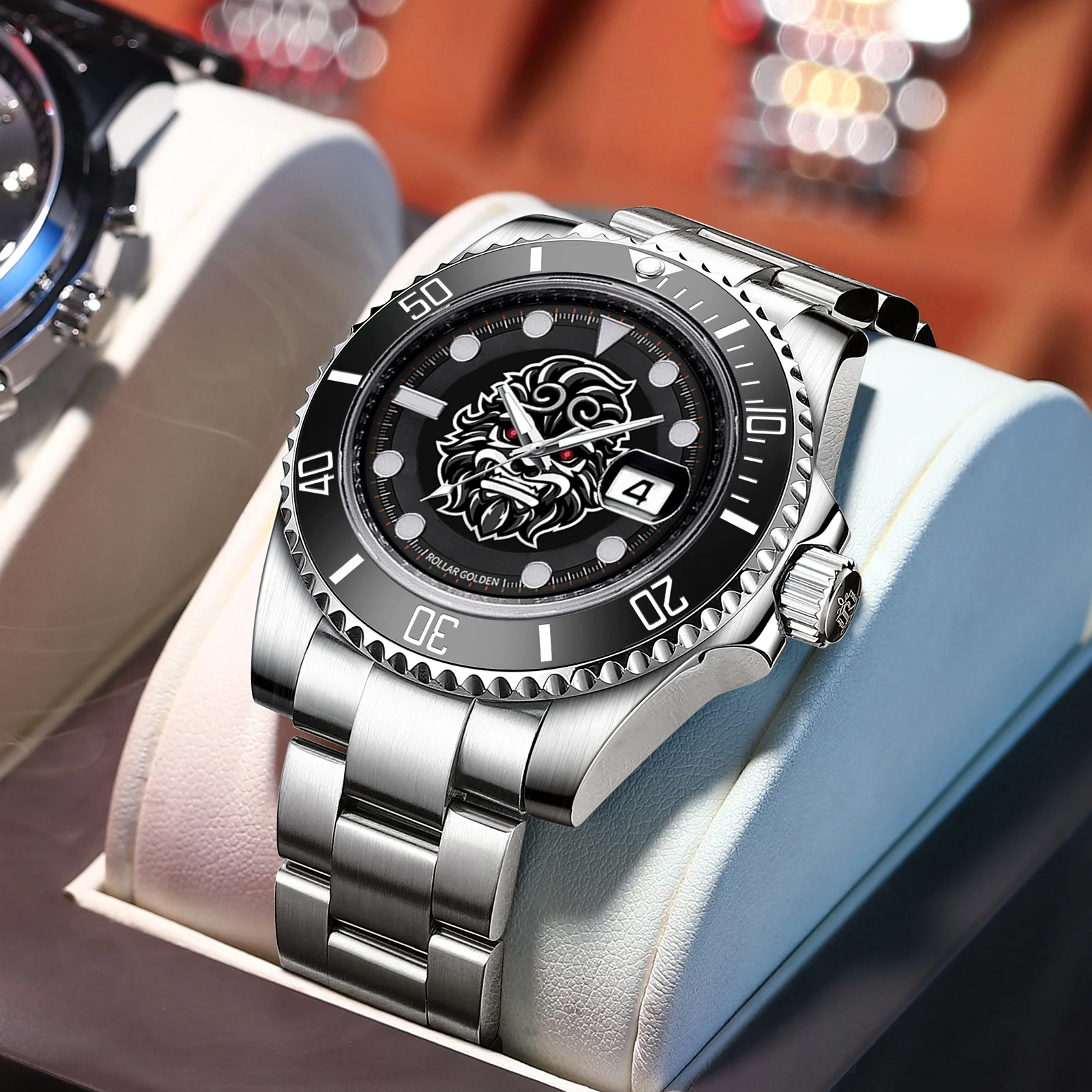 

Автоматические механические часы, модные водонепроницаемые наручные часы из нержавеющей стали, светящиеся часы, календарь даты