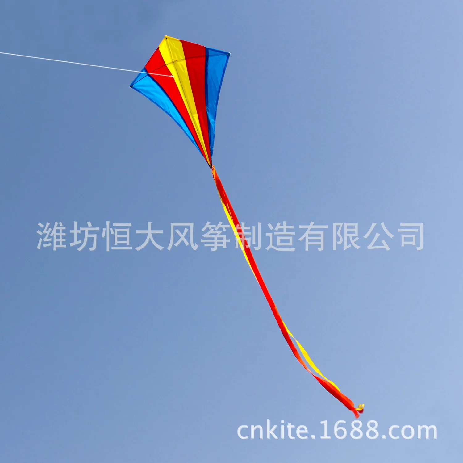 Weifang Kite Rainbow Diamond Long Tail Kite com linha de 50 m para presente de aniversário infantil