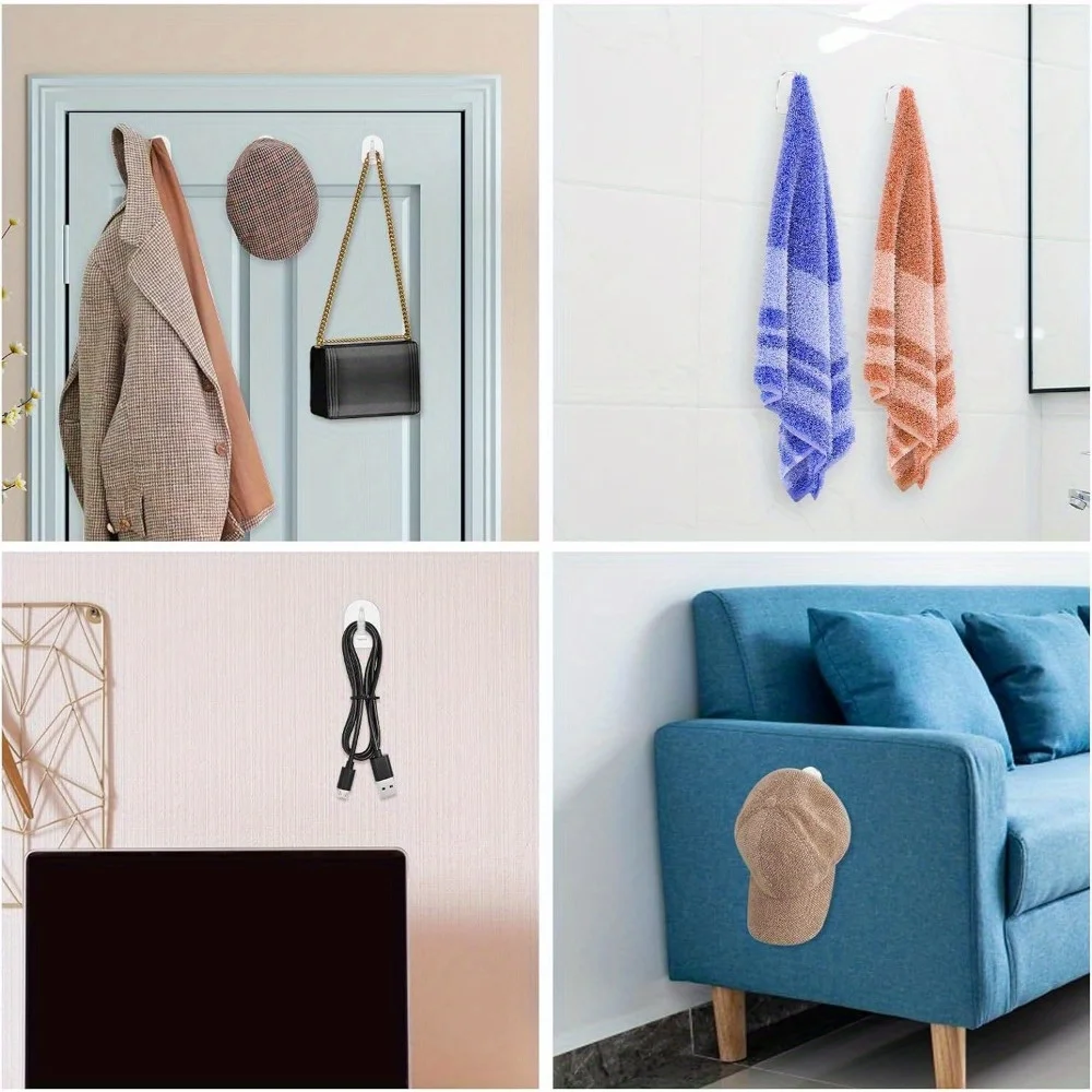 10 قطع خطافات لاصقة صغيرة بسيطة. مقاوم للماء، لا لكمة. للسيارة والمنزل (غرفة المعيشة والفصول الدراسية والحمام وغرفة النوم وراء الأبواب)