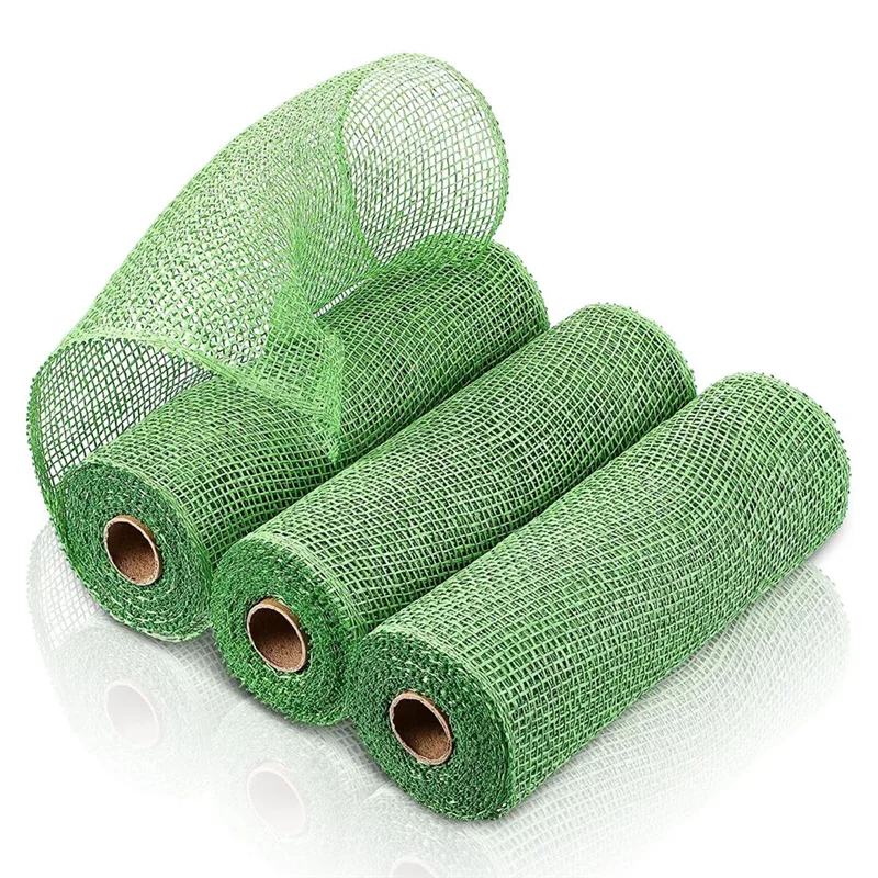 3 Rolls Burlap Decoration Mesh 10 Inch Wide Decorative Mesh Ribbon Wrapping Ribbon Rolls for Craft DIY Making