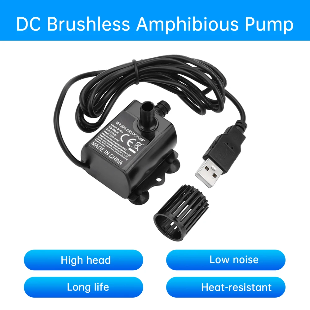 Pompe à eau ultra silencieuse pour sécuritaires, jardin, fournitures de camping, USB, 5V, 4.8W, mini, sans balais, étanche, fontaine SubSN, aquarium