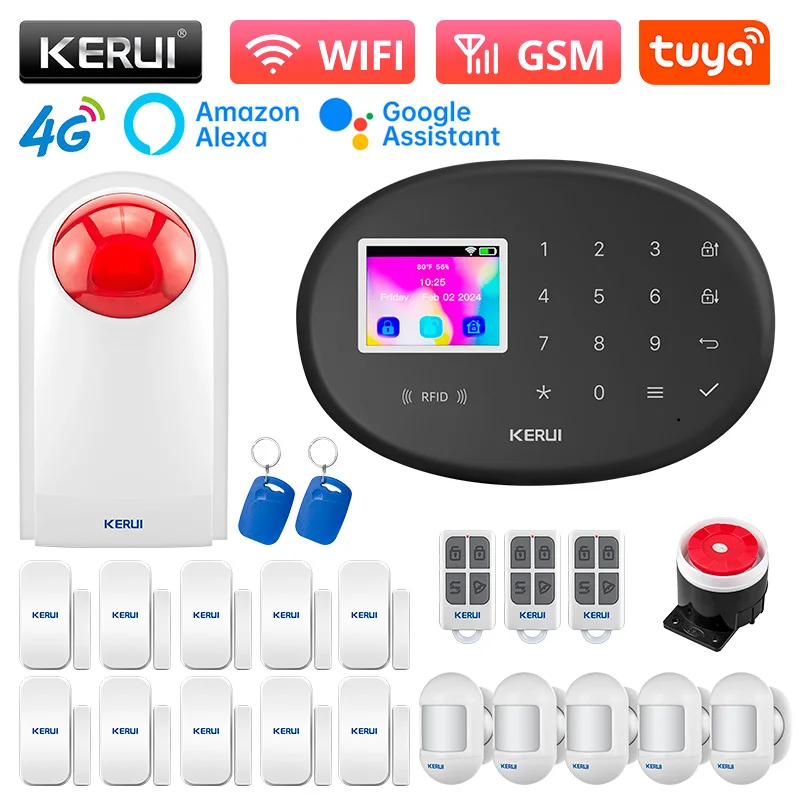 KERUI Alarm Security System W204 4G + WiFi Home Burglar Alarm Tuya Smart APP Wireless Zones Defense PIR Motion Sensor Detector
